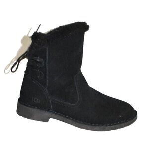 New! UGG Naiyah Back Tie Boot Booties Black Size 7 1138236 DD436